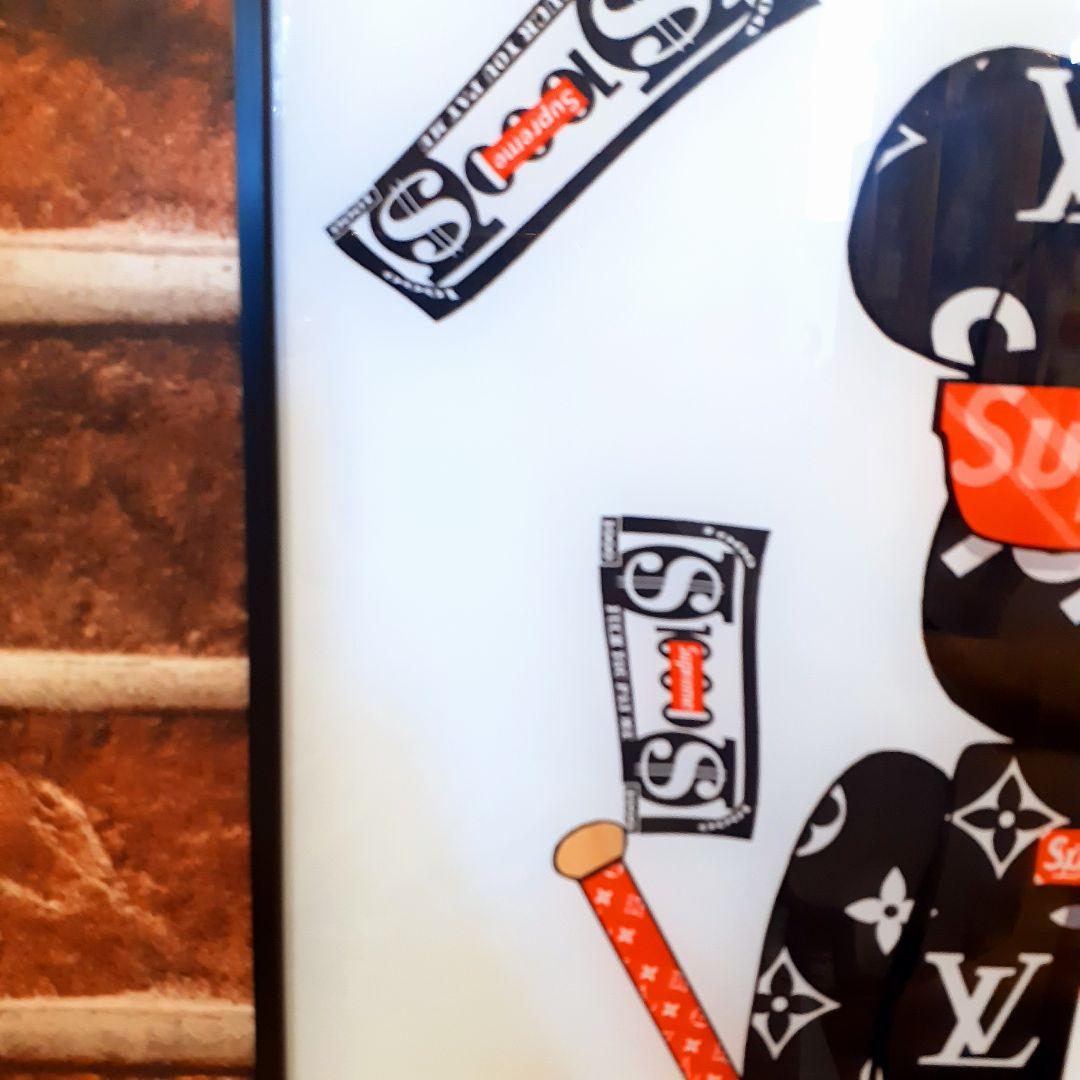 特殊ミラーアートパネル　ベアブリック　Louis Vuitton　Supreme