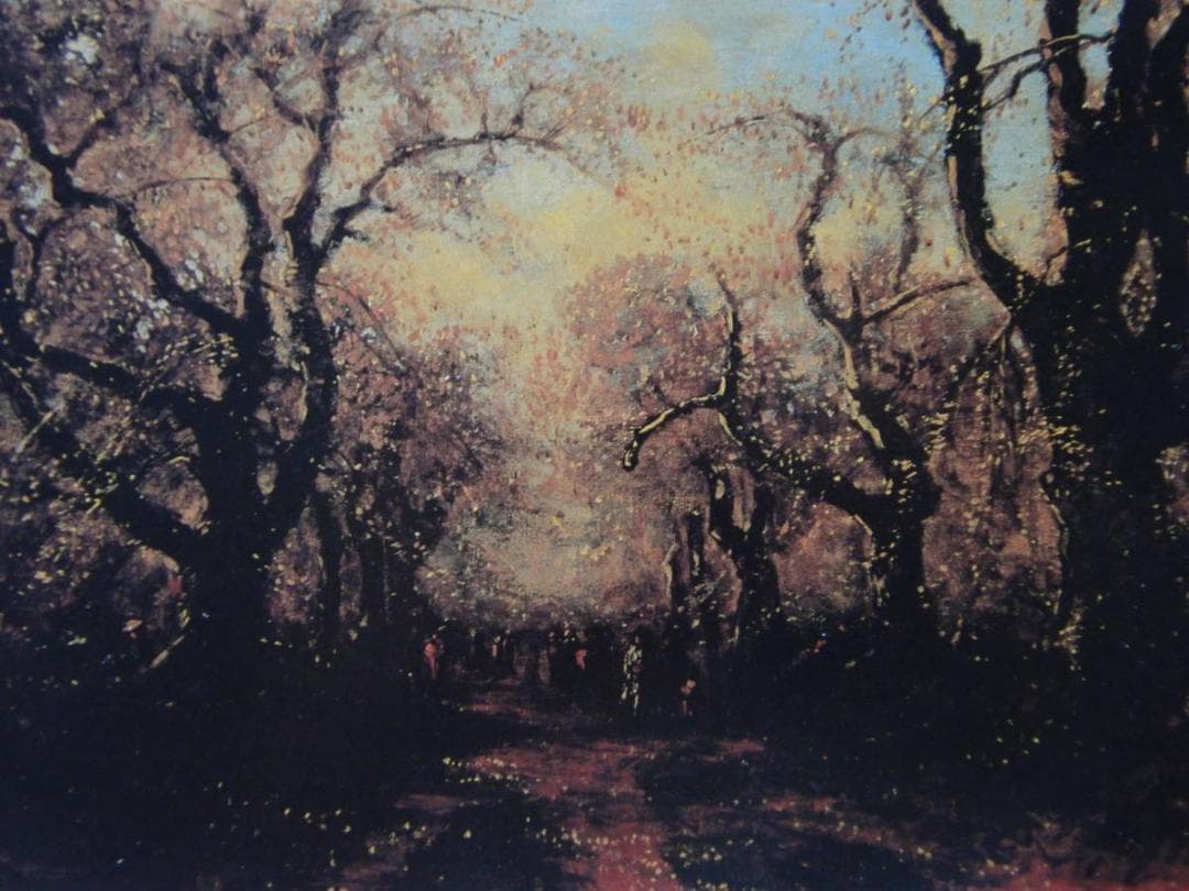 小山正太郎、【仙台の桜】、希少画集画より、状態良好、新品高級額装付