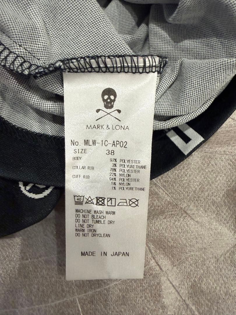 美品 MARK&LONA ポロシャツ スカル 総柄 レディース38 ゴルフ