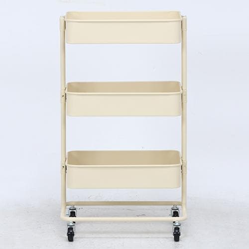 【新品・送料無料】キッチンワゴン バスケット3段 アイボリー