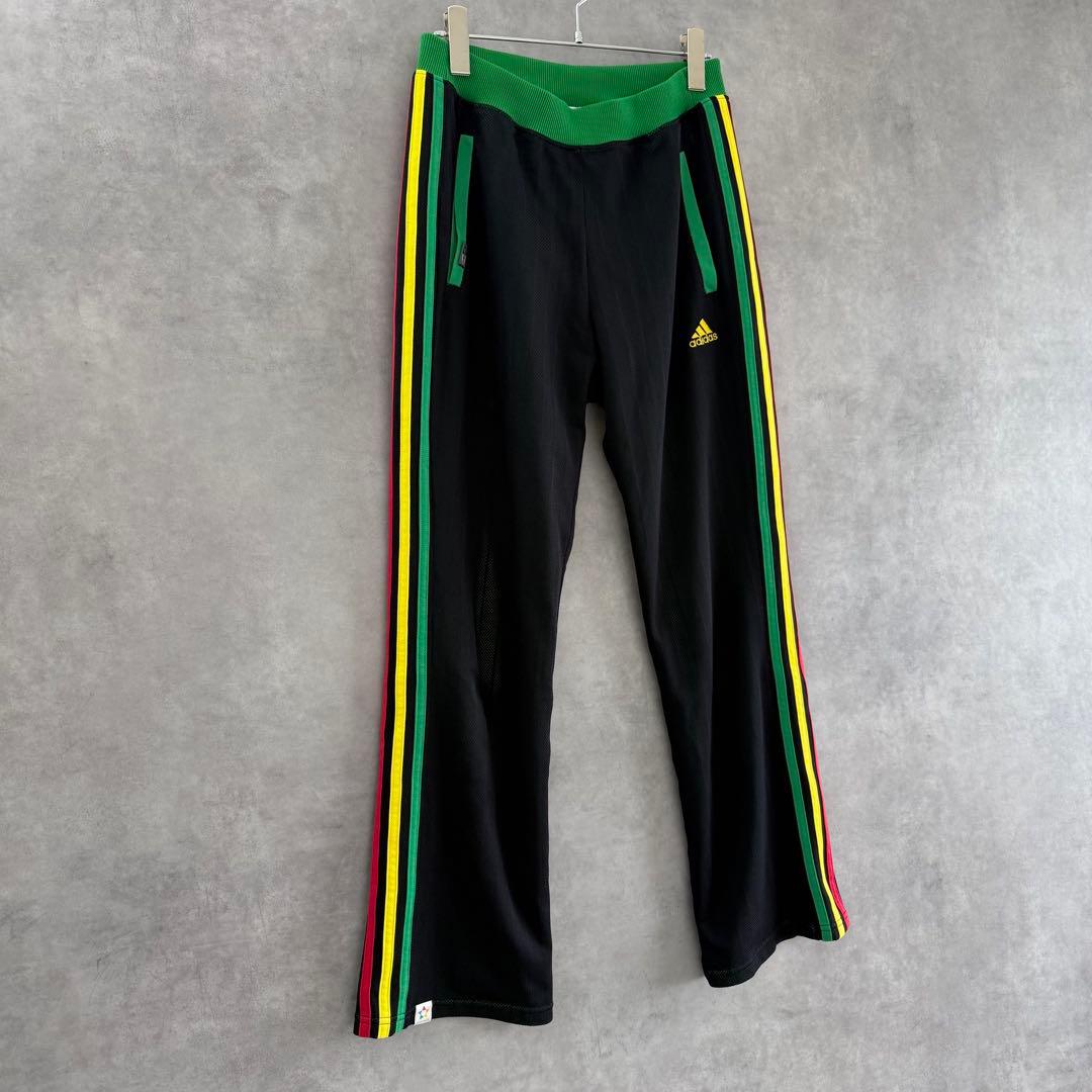 美品 00s old adidas アディダス トラックパンツ ラスタカラー L
