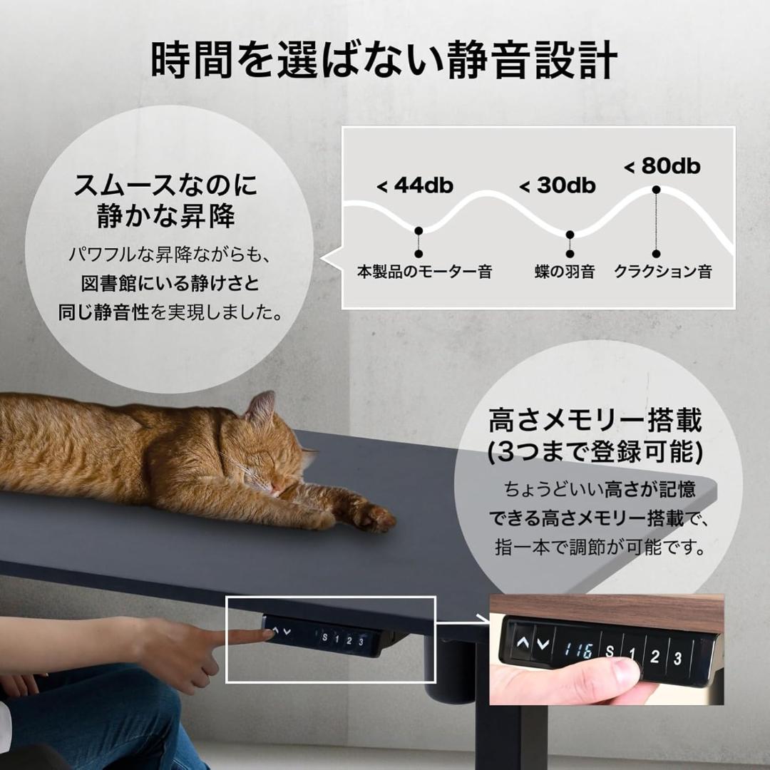 電動 昇降式デスク 衝突検知 USBコンセント付きAED-1260 BK/MBK