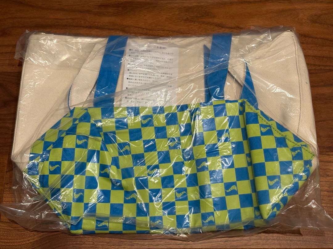 サバシスター チェッカートート 水色×黄緑 トートバッグ