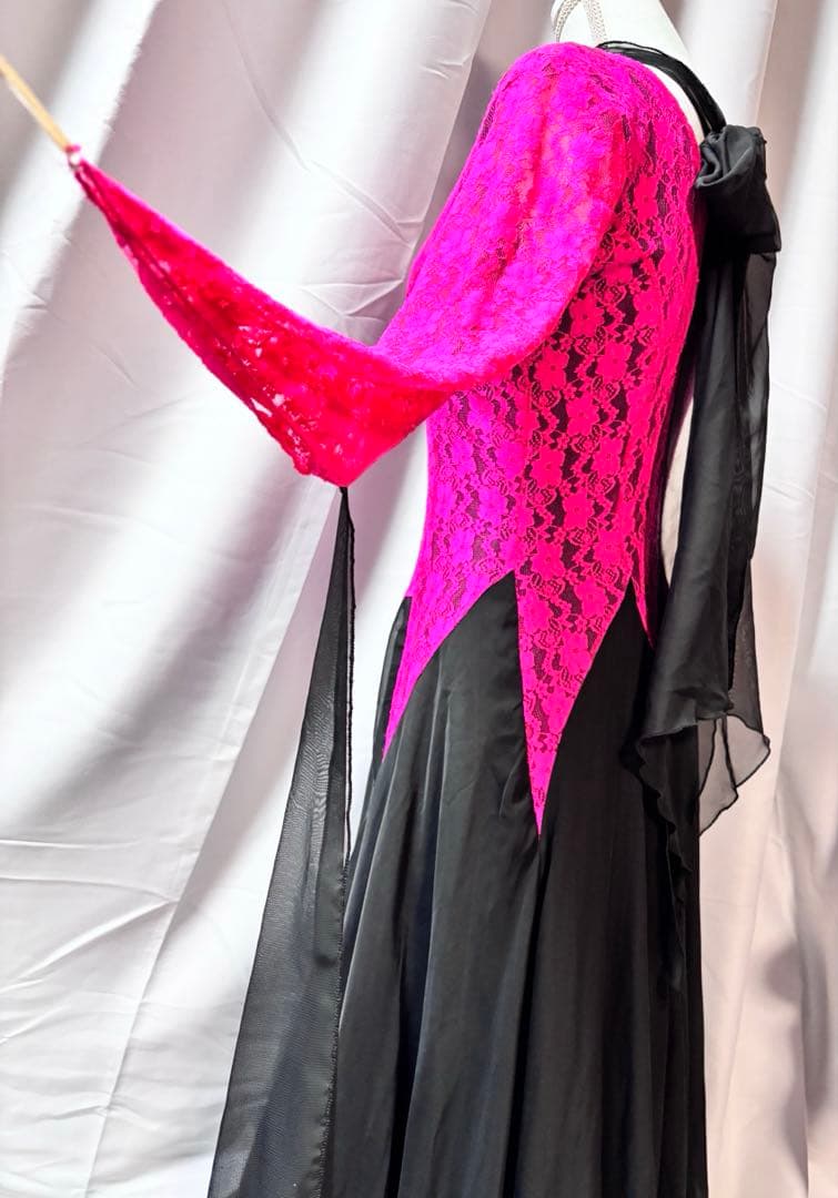社交ダンス　ワンピースドレス prima boutique ピンク 黒　M〜L