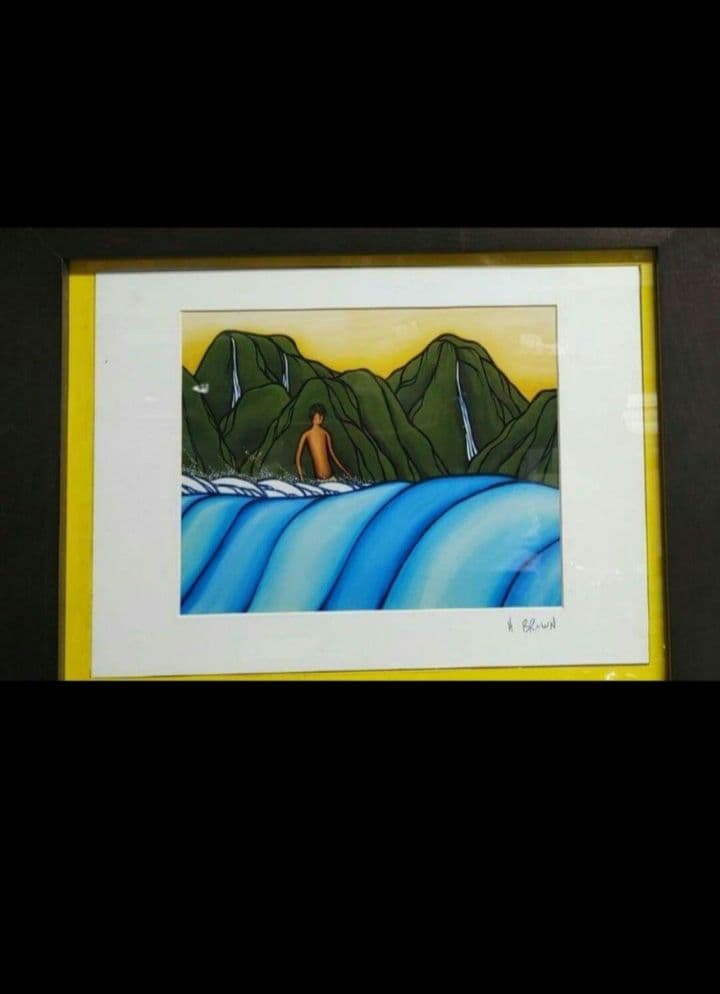 ヘザーブラウン　Surfing　swell 絵画　額付き