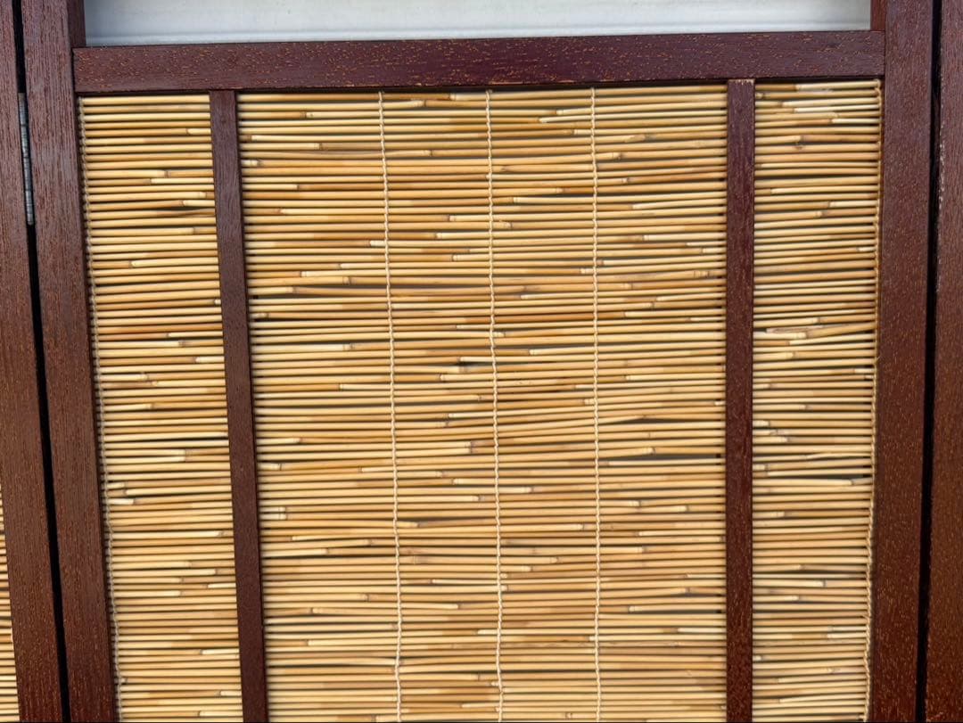 【送料込み】昭和レトロ　4連パーテーション　間仕切り　屏風　衝立　木製