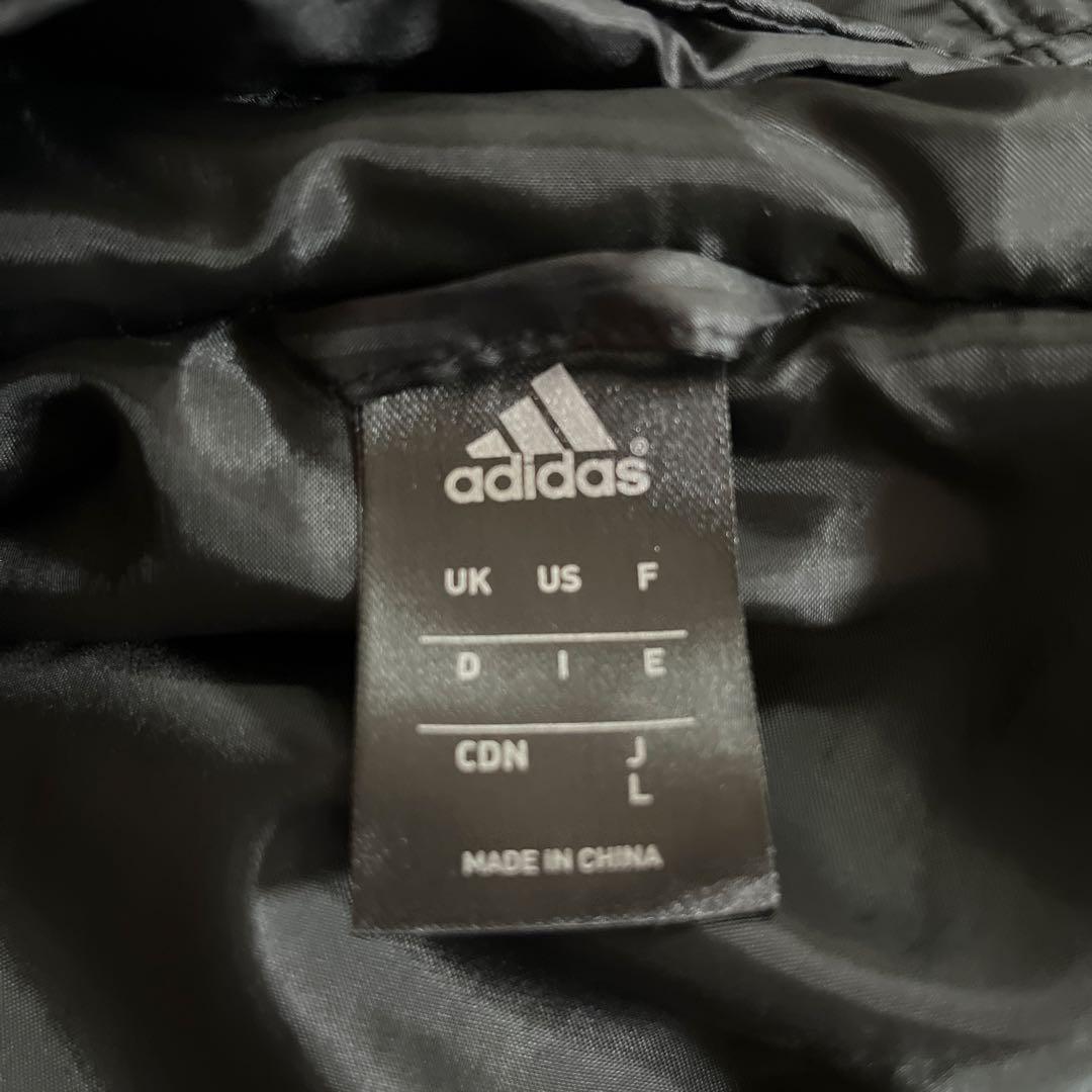 adidas ブラック メンズダウンコート フード付き