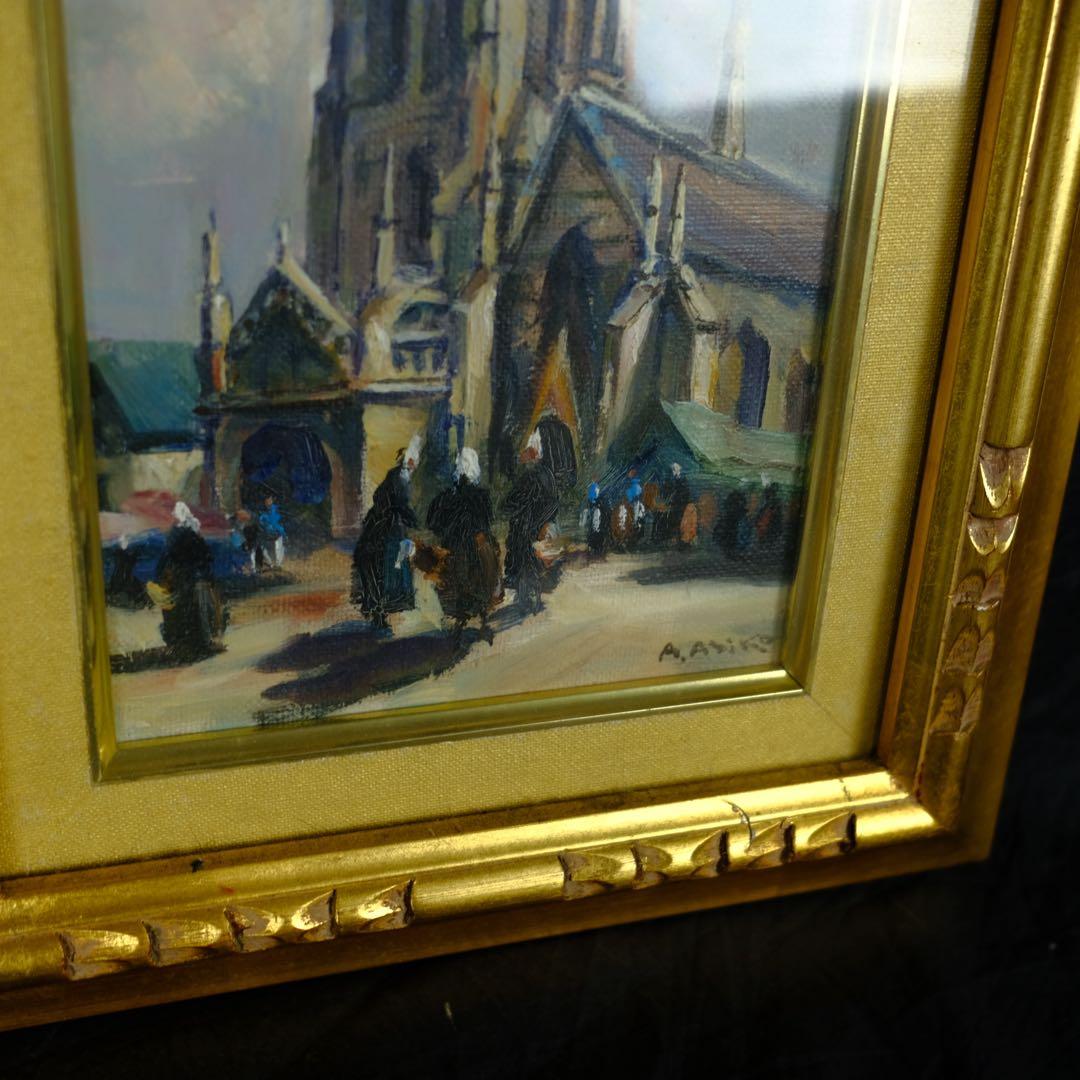 ユトリロ　複製画　額装品　アート　印象派　街の風景　ビンテージ　古道具