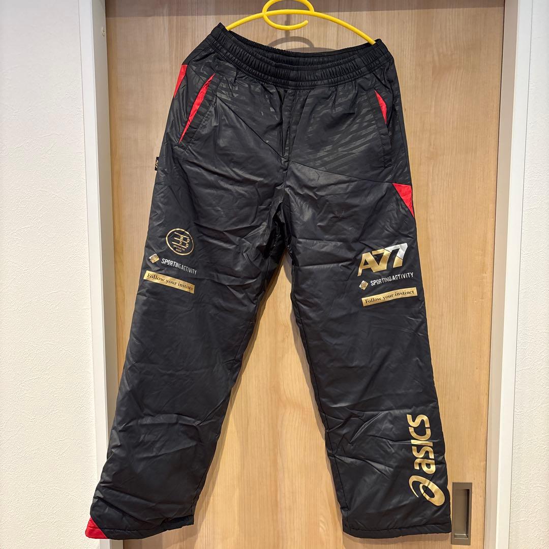 美品 ASICS ウインドブレーカー上下セット レッド/ホワイト/ブラック M