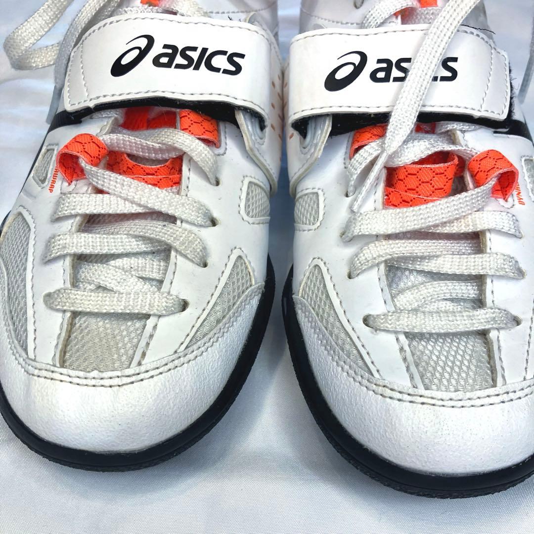 美品⭐️ASICS アシックス　円盤・砲丸投げ用シューズ　白/オレンジ25.0cm