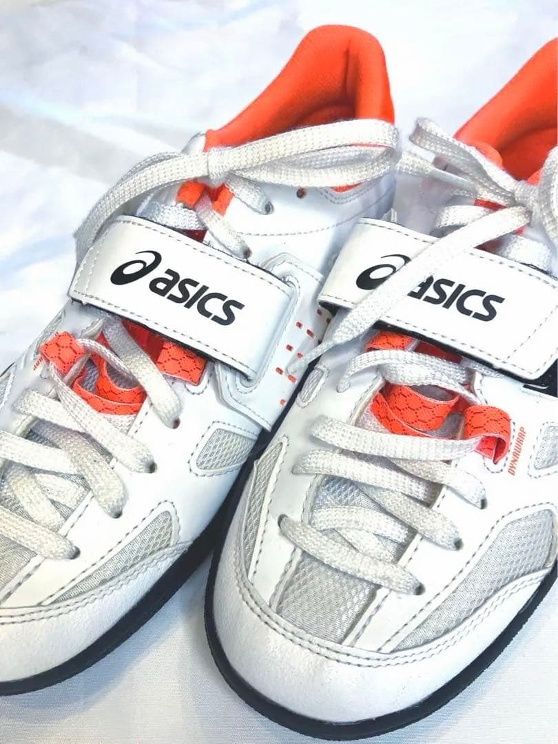美品⭐️ASICS アシックス　円盤・砲丸投げ用シューズ　白/オレンジ25.0cm