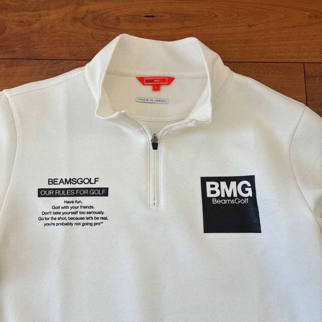 美品　BEAMS GOLF ハーフジップ セーター ホワイトLサイズ