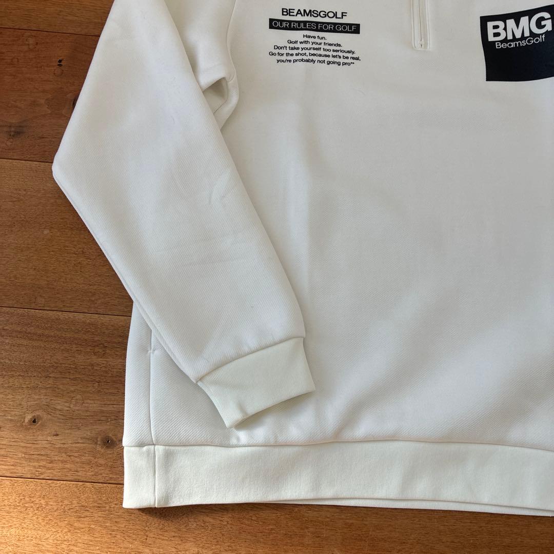 美品　BEAMS GOLF ハーフジップ セーター ホワイトLサイズ