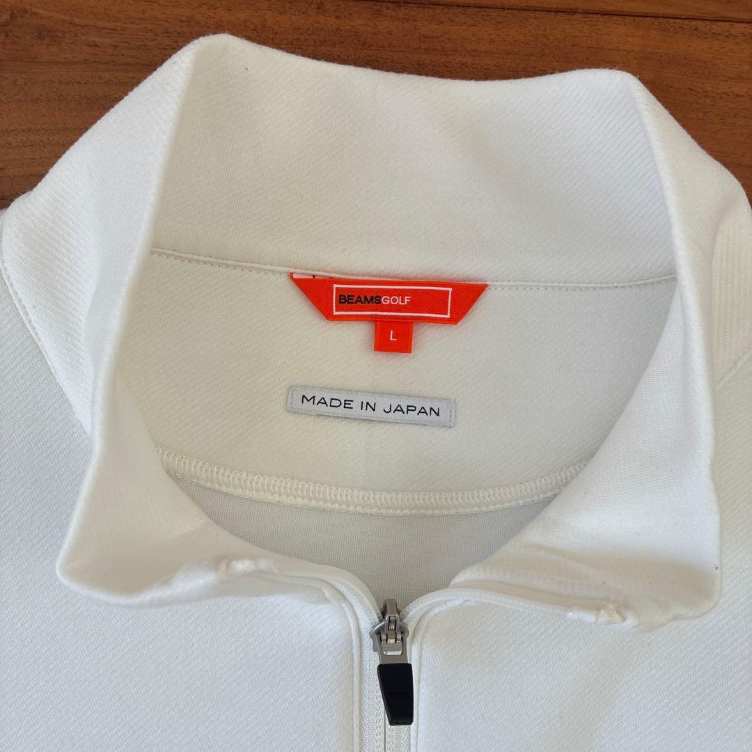 美品　BEAMS GOLF ハーフジップ セーター ホワイトLサイズ