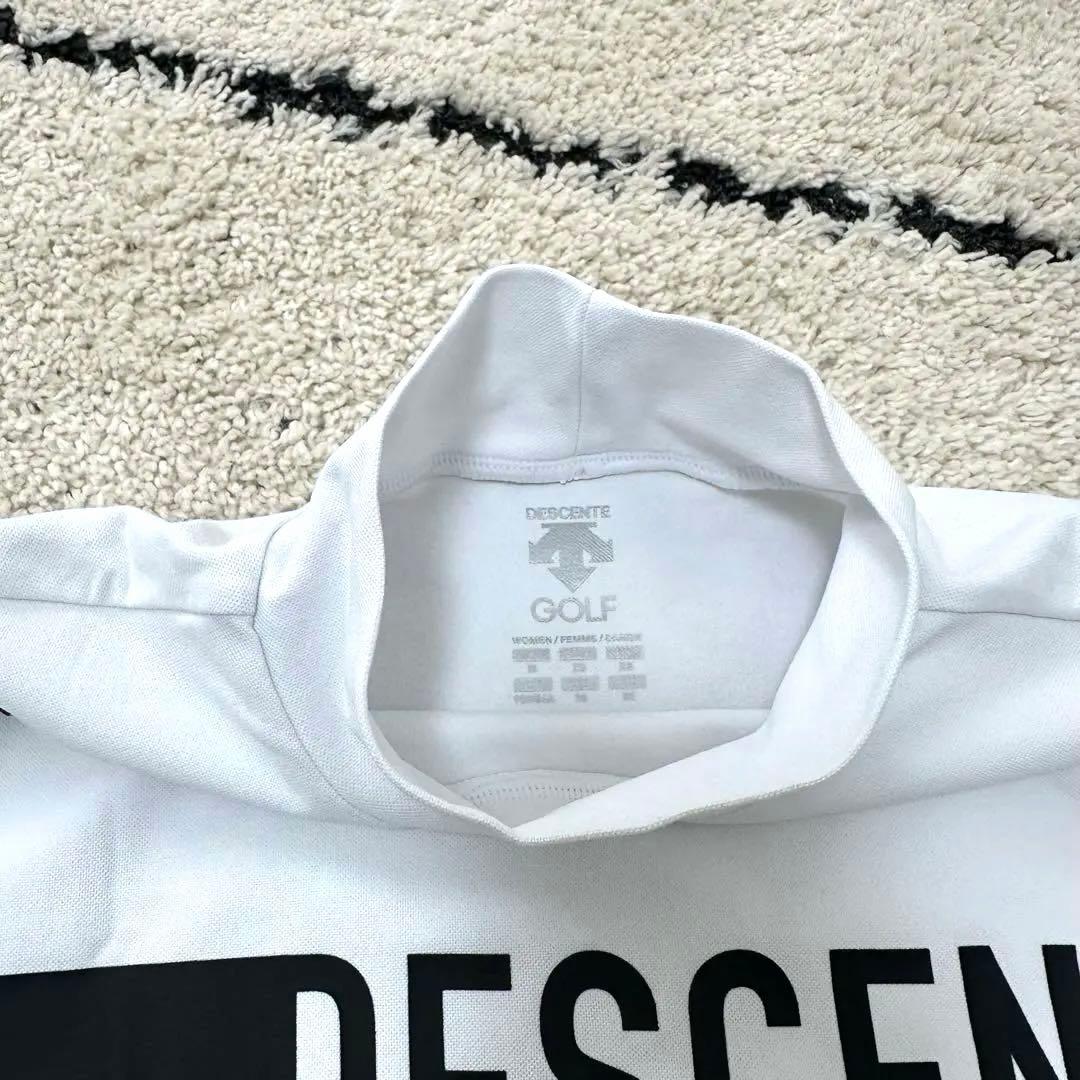 【超美品】DESCENTE ゴルフ モックネックシャツ ストレッチ　ホワイトM