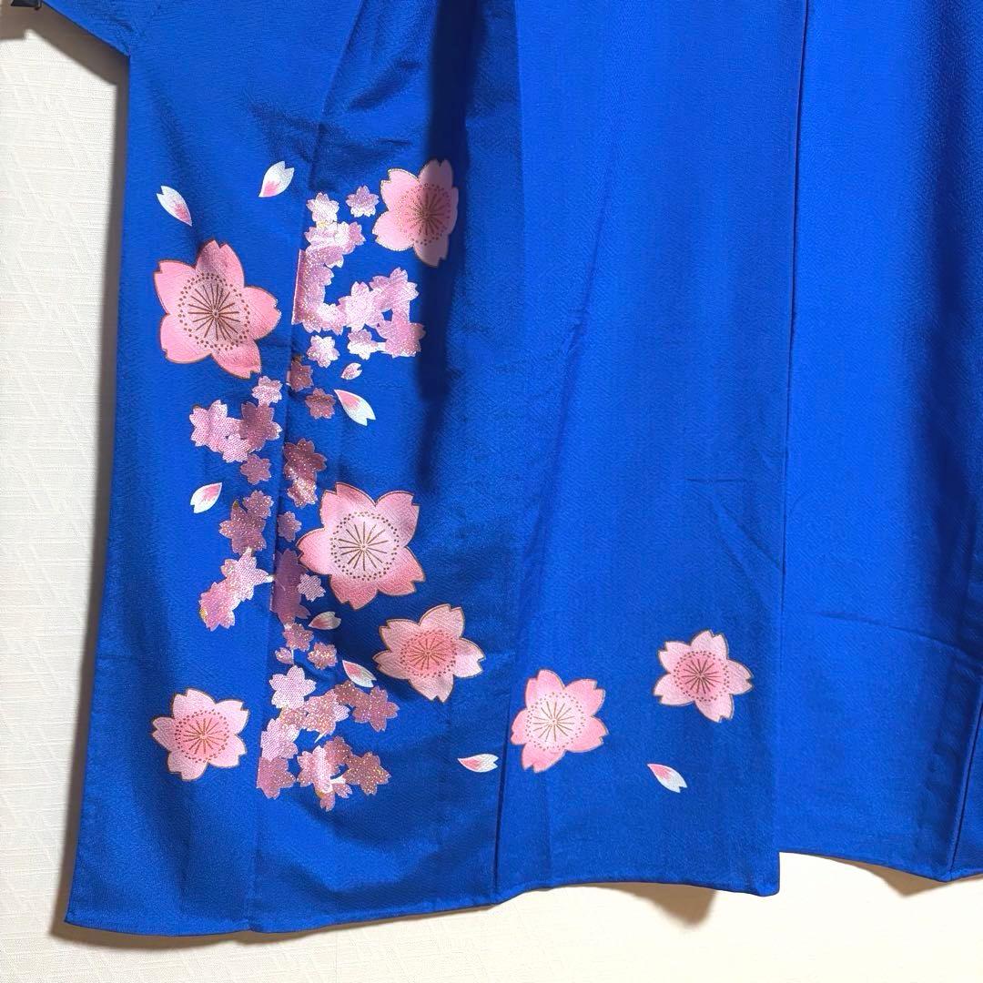 【舞台衣装】 。桜のような花模様 金彩・ラメ入り 単衣 バチ衿 身丈約158cm