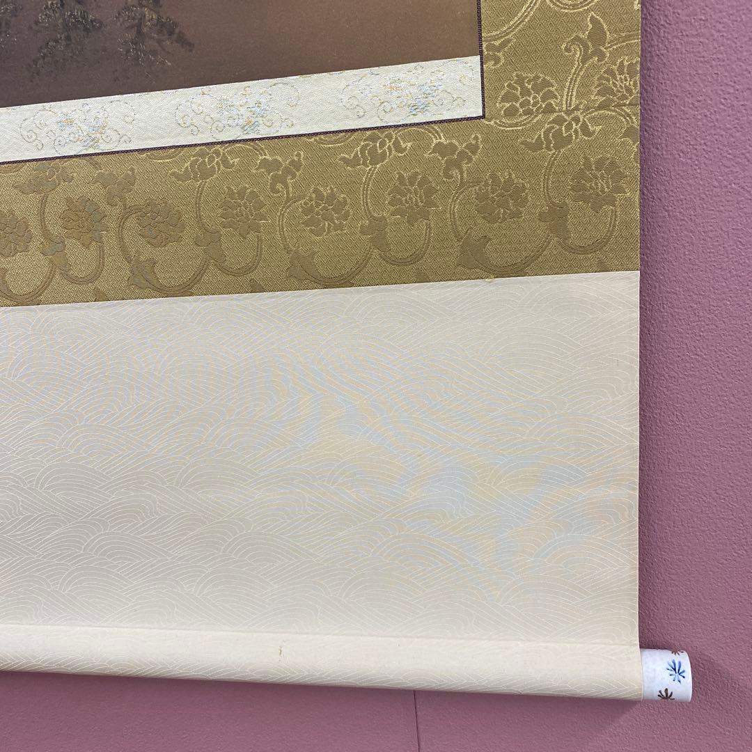 美品 掛け軸 竹角謙一作 赤富士図 共箱 縁起物 二重箱 年中掛け