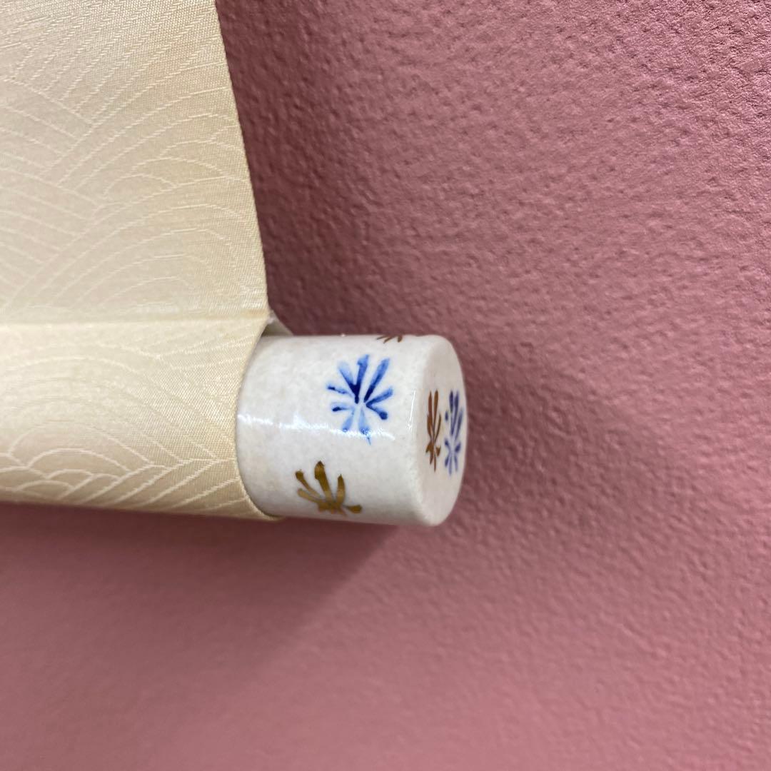 美品 掛け軸 竹角謙一作 赤富士図 共箱 縁起物 二重箱 年中掛け