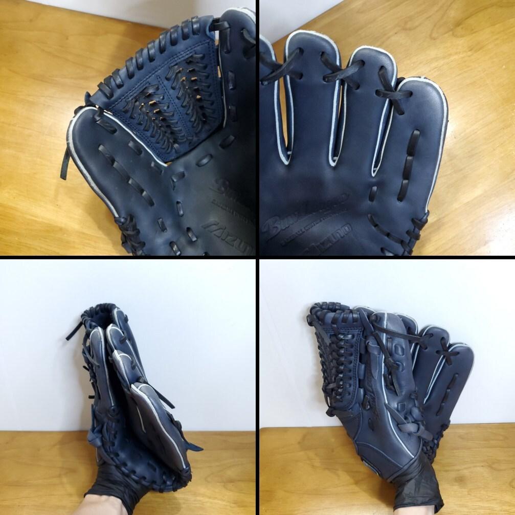 ミズノ ビューリーグ 限定カラー ネイビー Mラベル 美品 内野用 軟式グローブ