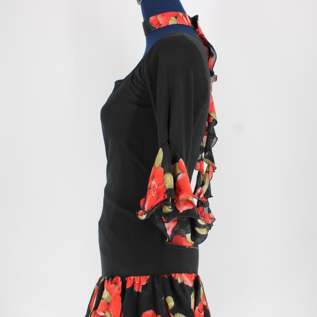 【美品 社交ダンス衣装】ワンピースドレス prima boutique 黒 赤