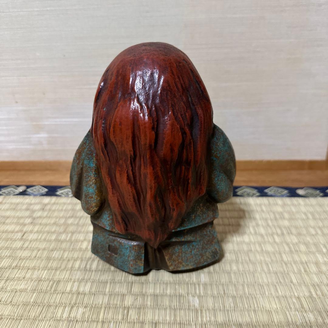 美術鋳物　能人形　置物　猩々　しょうじょう　須賀木仙作　銘　無病息災　縁起物