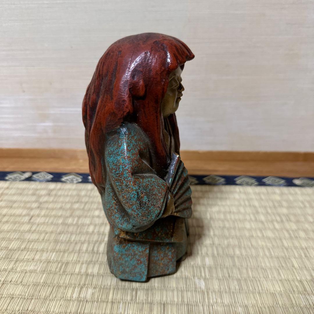 美術鋳物　能人形　置物　猩々　しょうじょう　須賀木仙作　銘　無病息災　縁起物