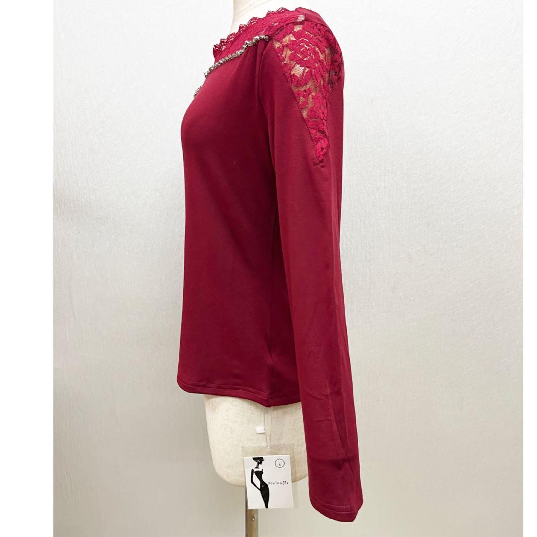 新品 社交ダンス トップス ワインカラー サイズL