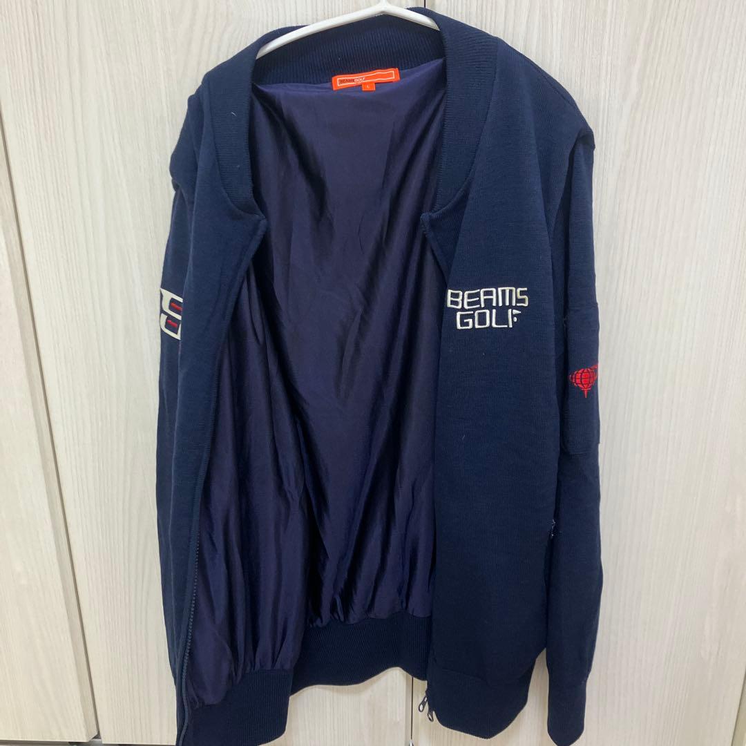 BEAMS GOLF ニットジャケット L ネイビー　ビームスゴルフ　裏地付き