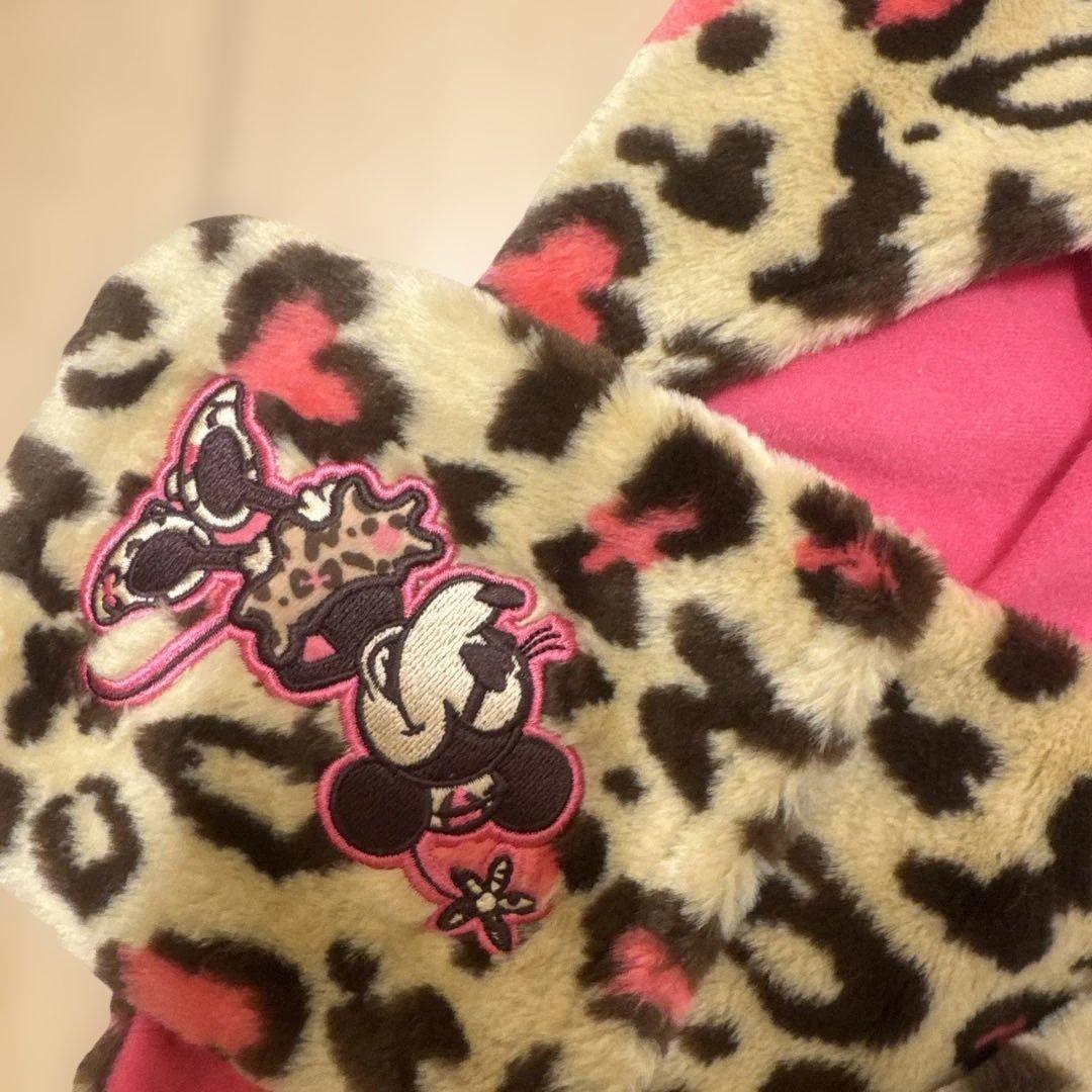 ミニー マフラーキャップ ヒョウ柄