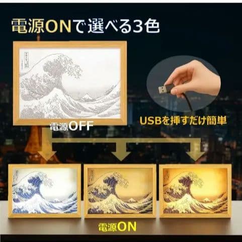 光るアートワーク　A4サイズ　葛飾北斎　24個セット