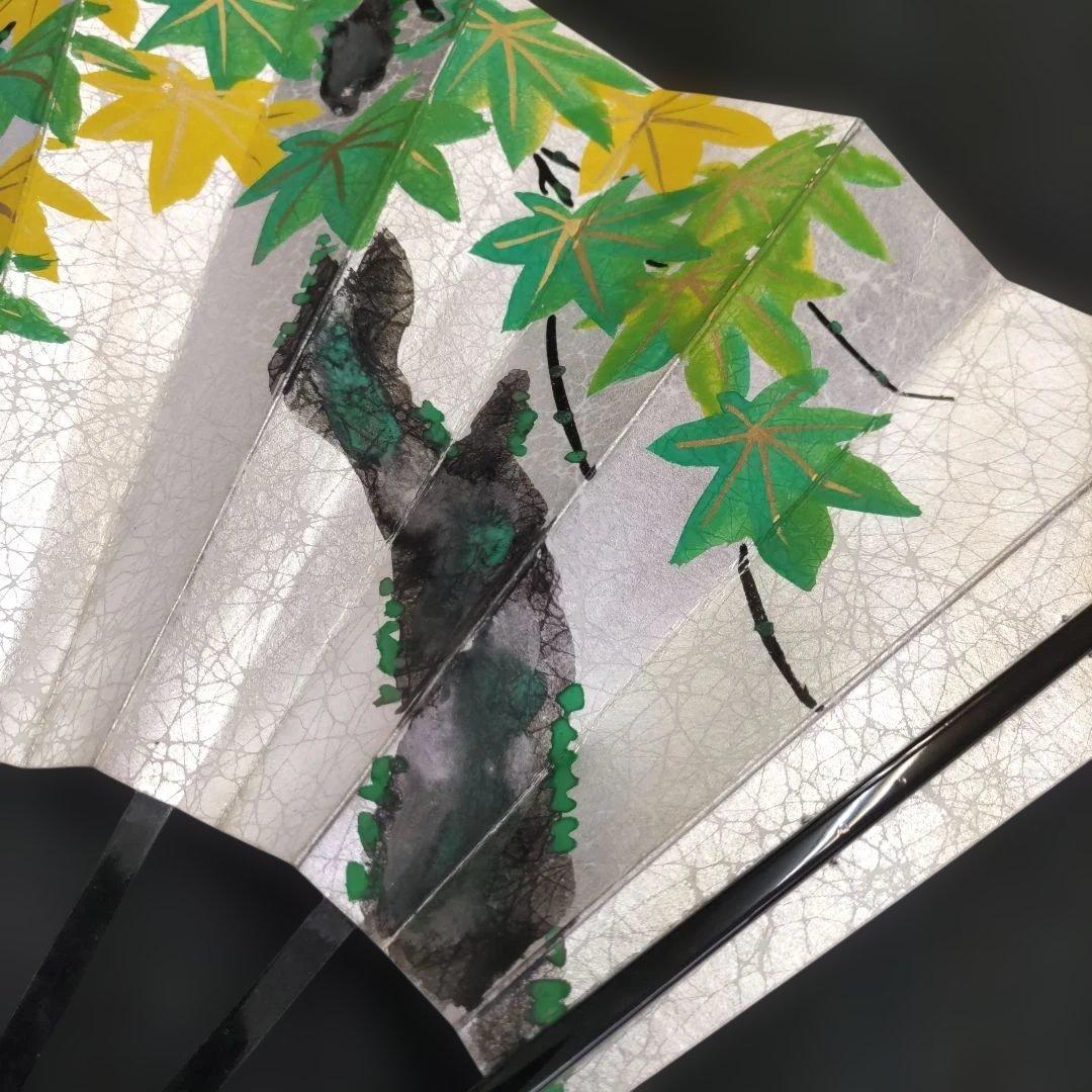 舞扇 (62) 未使用 美品 緑紅葉 扇子 尺寸 舞台 工芸品 プレゼント