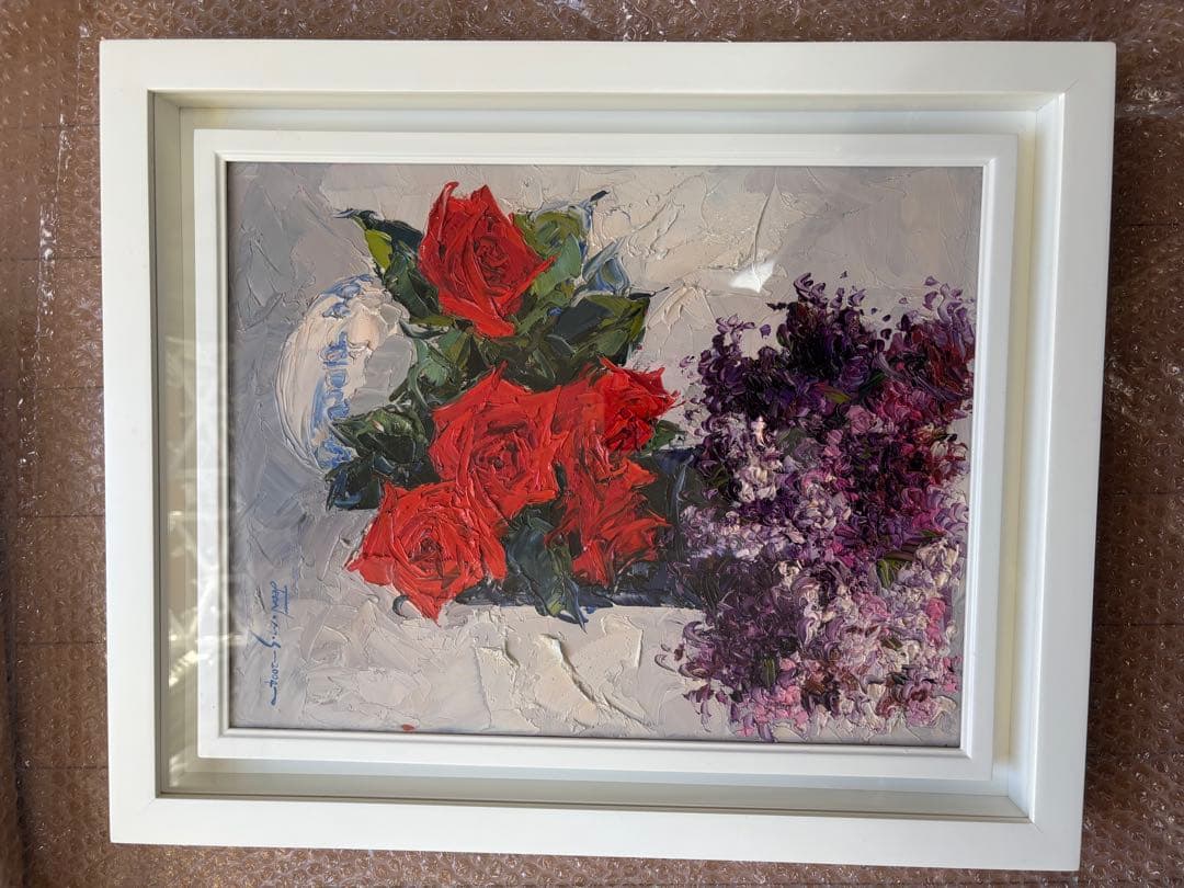 油彩画 バラとライラックの静止画　Jean-Marc（ジャン＝マルク） 2004