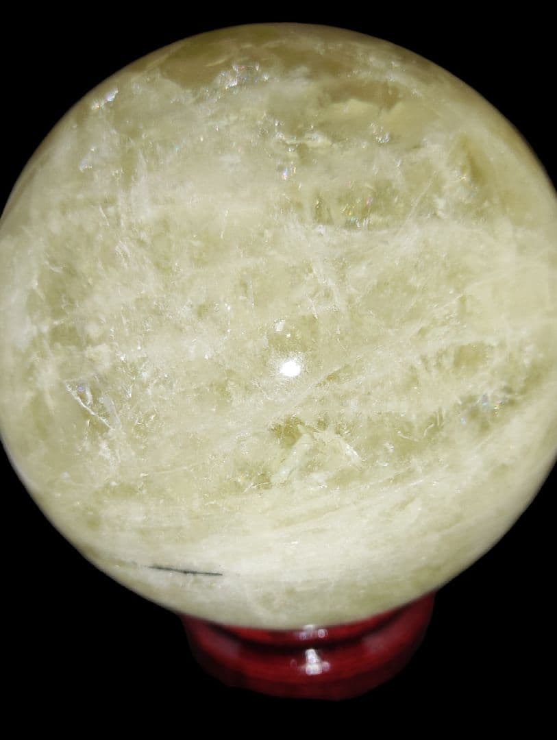 虹入りシトリン水晶丸玉９８ミリ