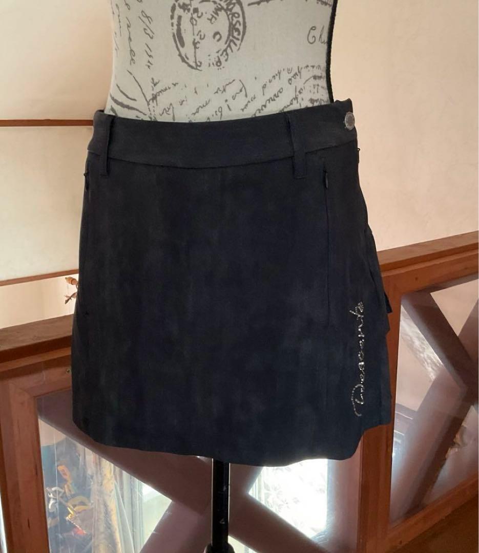 極美品DESCENT GOLF LUXE ブラック系ティアードプリーツスカート