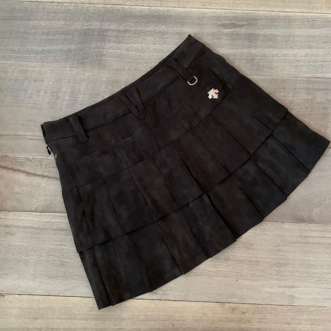 極美品DESCENT GOLF LUXE ブラック系ティアードプリーツスカート