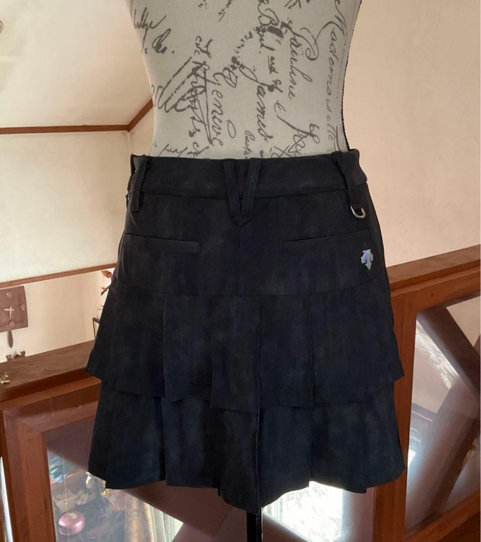 極美品DESCENT GOLF LUXE ブラック系ティアードプリーツスカート