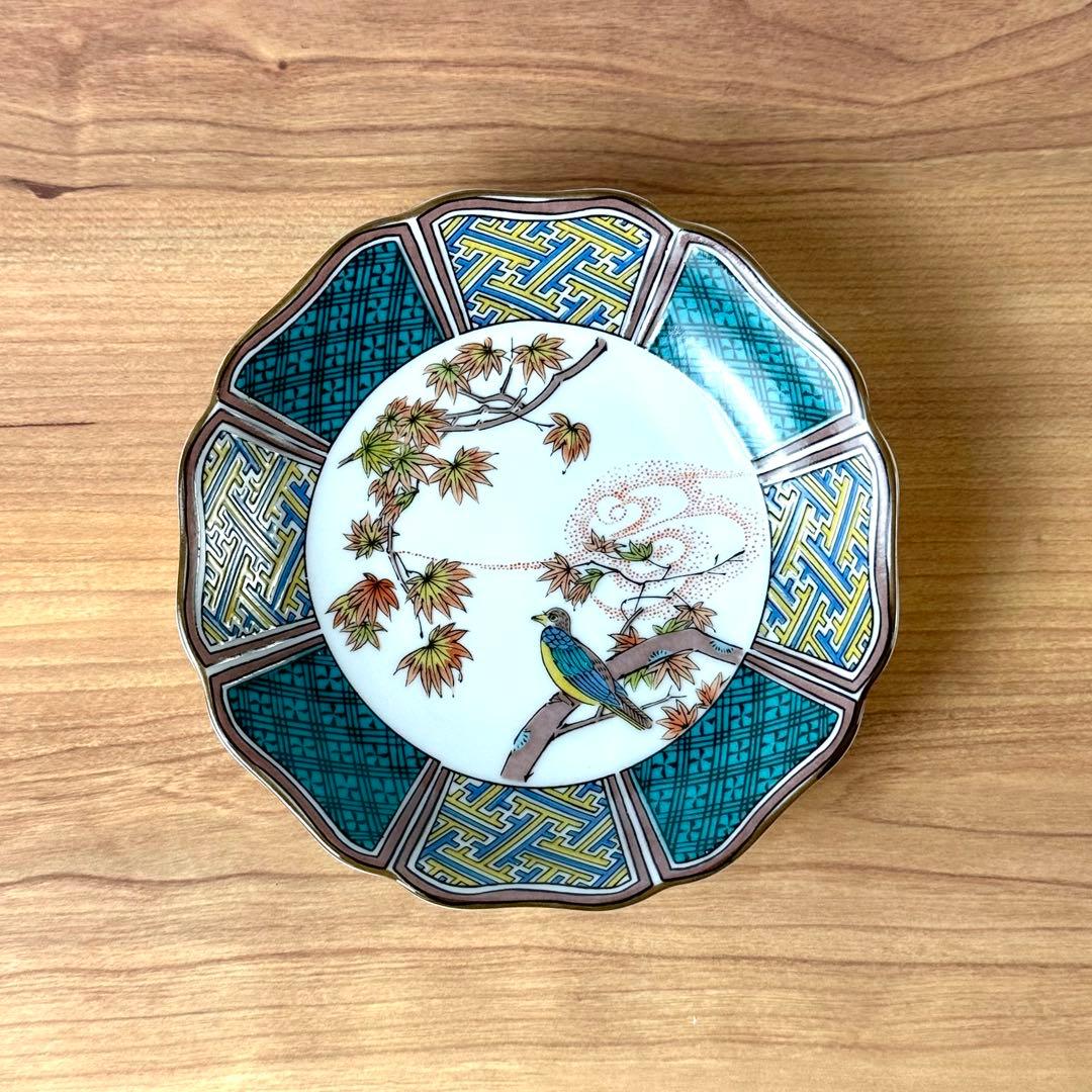 九谷焼　新品　4.2号皿揃　花鳥絵変り　小皿　5枚