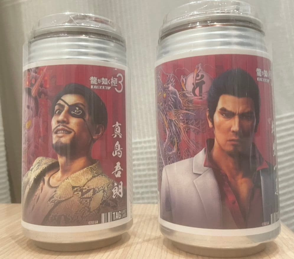 龍が如く極3サントリーコラボ缶 真島吾郎 桐生一馬ステッカーアクリルキーホルダー