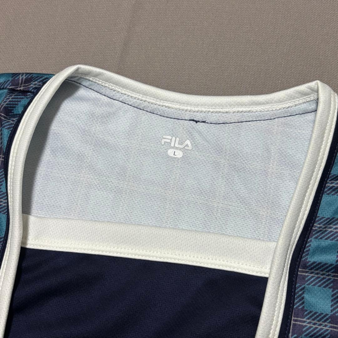 フィラFILA テニスウェア チェック柄シャツ&フレアスコート 上下セットアップ
