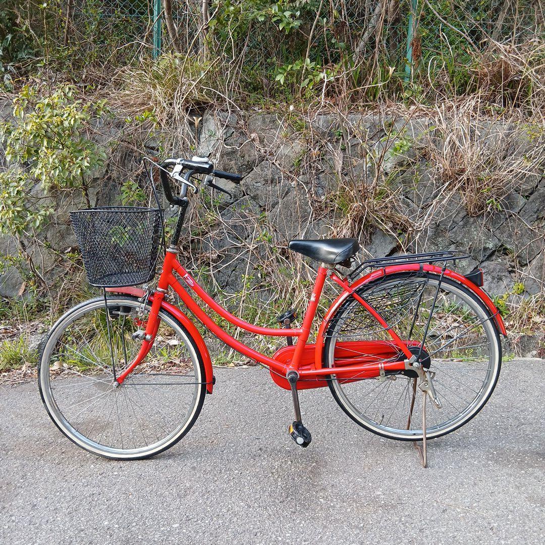 昭和レトロ 　当時物　自転車　26インチ　レッド　リアパンク　有料で交換します