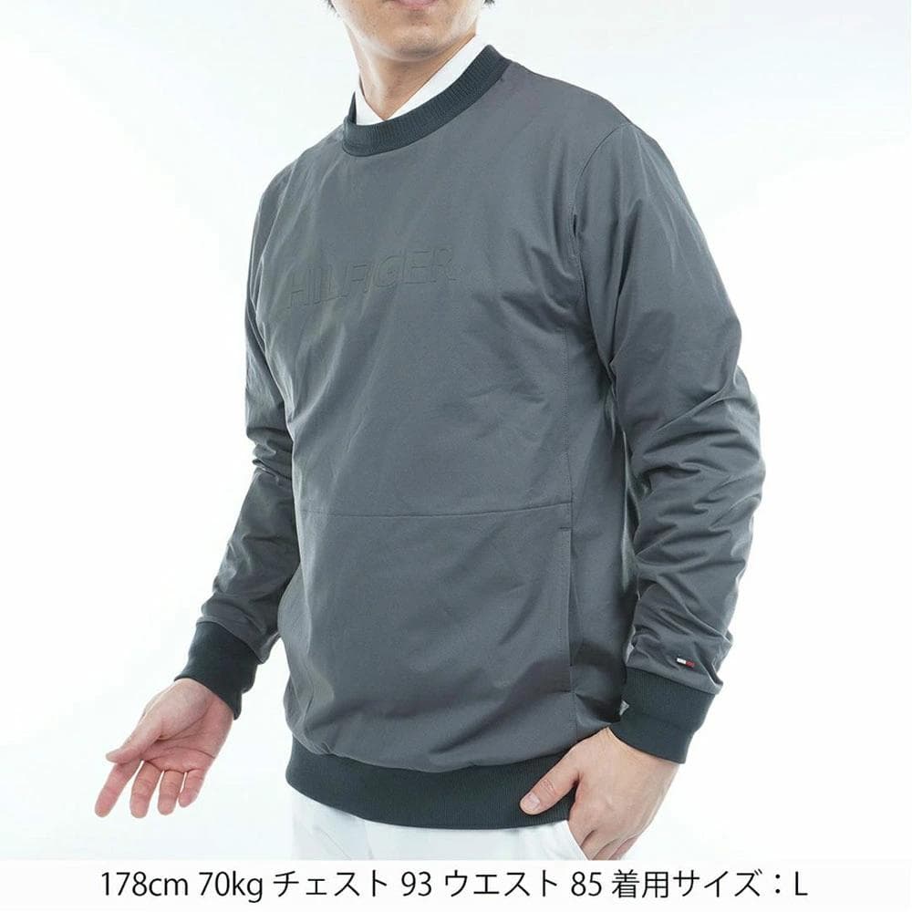トミーヒルフィガー防風クルーネックスウェット【L寸】チャコールG thma554