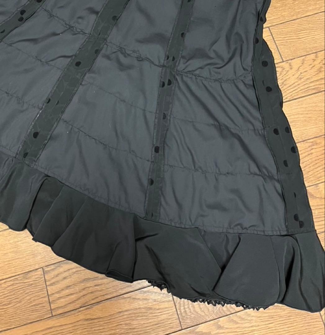 フラメンコ　ブラックファルダ　スカート　ジョーゼット水玉　いっぱいボランテ