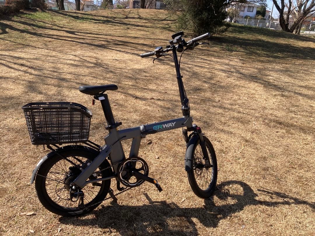 (付属品多数あり！)ERWAY 電動アシスト自転車 シティタイプ グレー