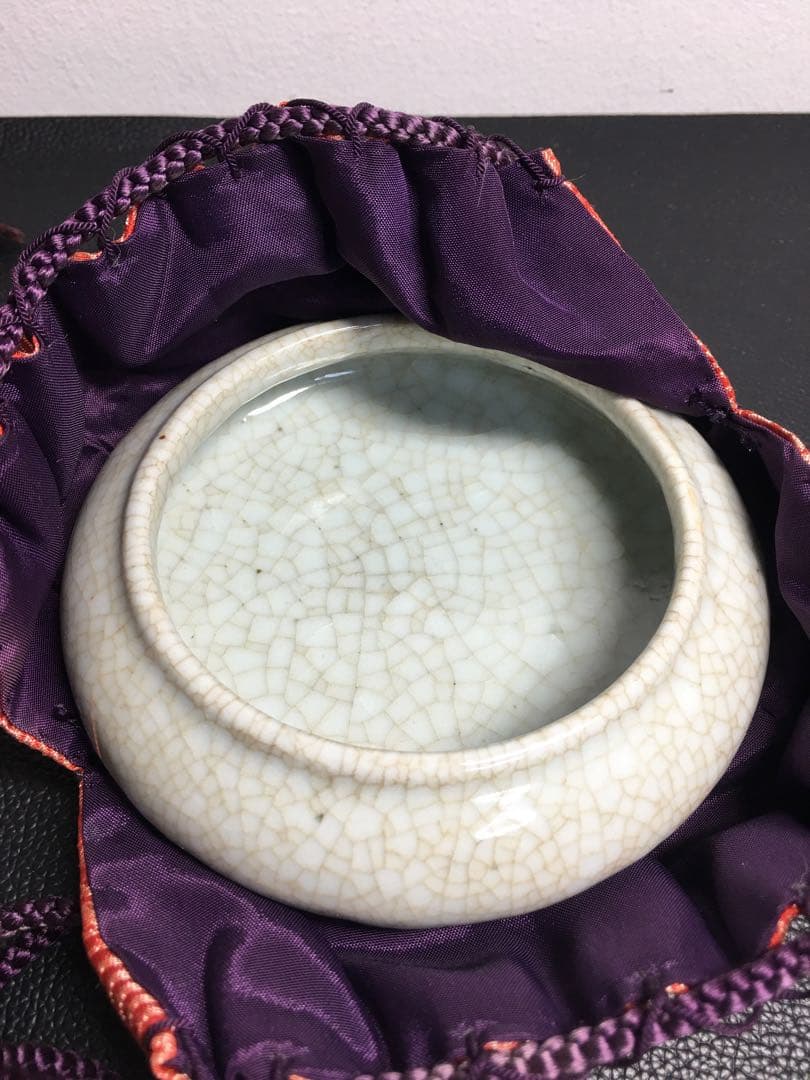 中国古美術 大清康熙年製 在銘あり 時代物 筆洗 青磁 貫入