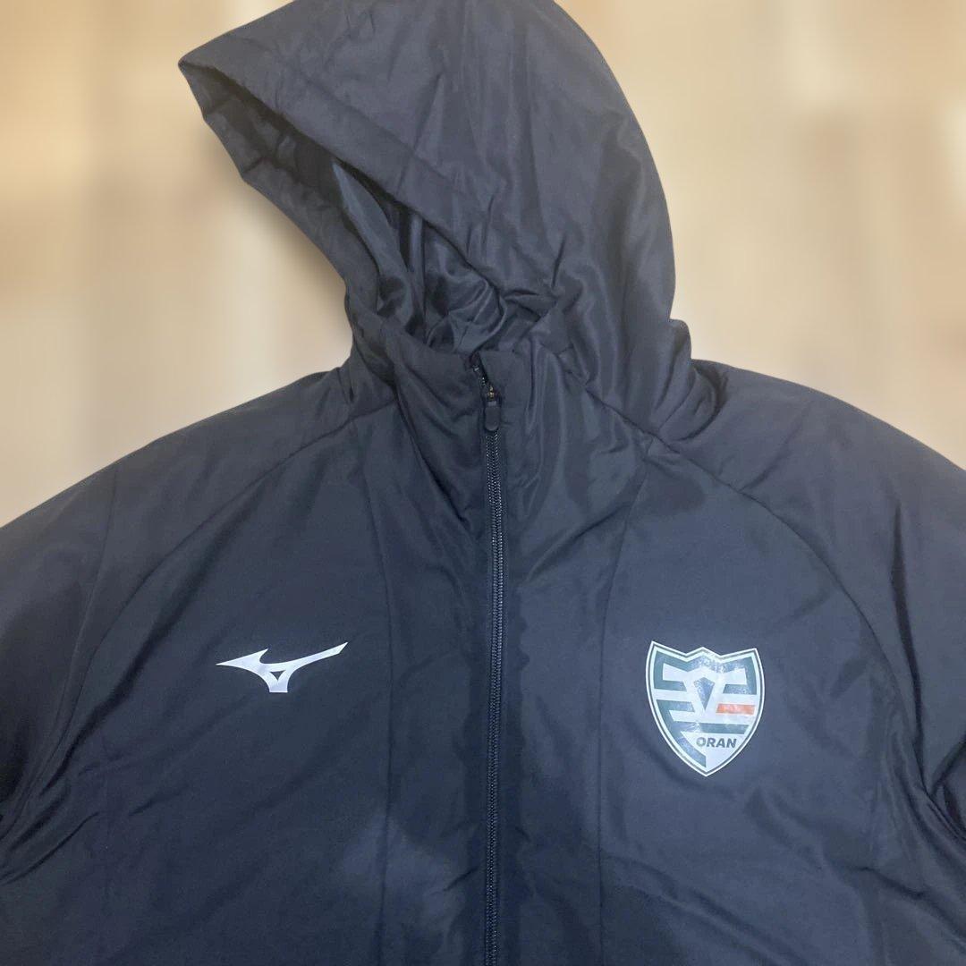 Mizuno フード付きベンチコート ブラック　社会人サッカー　ORAN袋井