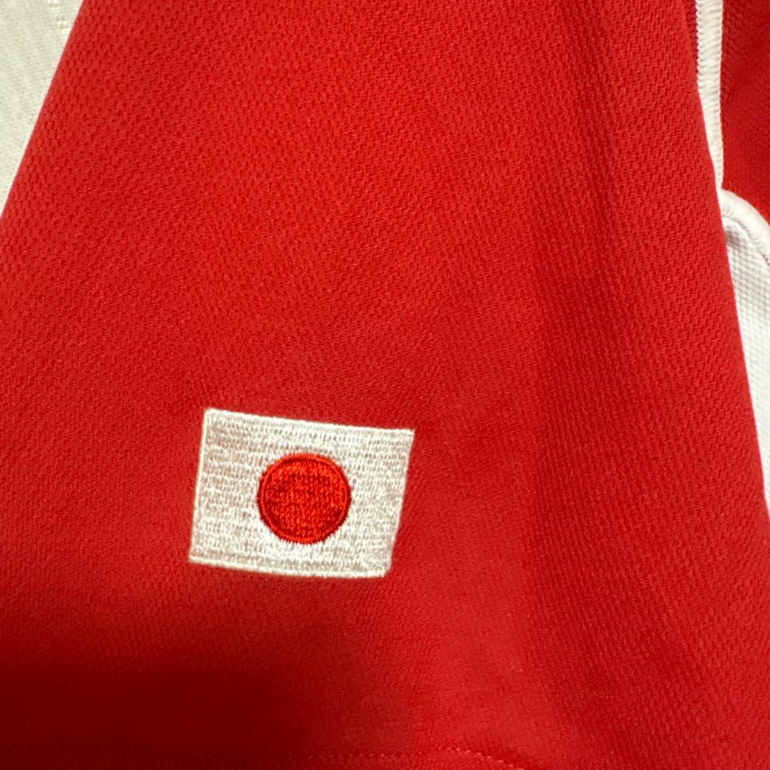 Canterbury ラグビーウェア 赤 Vネック 日本国旗刺繍