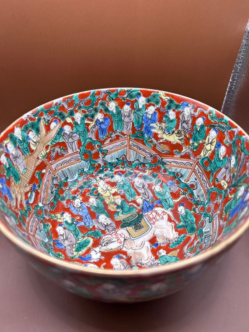 中国美術 五百羅漢図 色絵大鉢 直径15cm 緻密細工 飾壺 縁起物