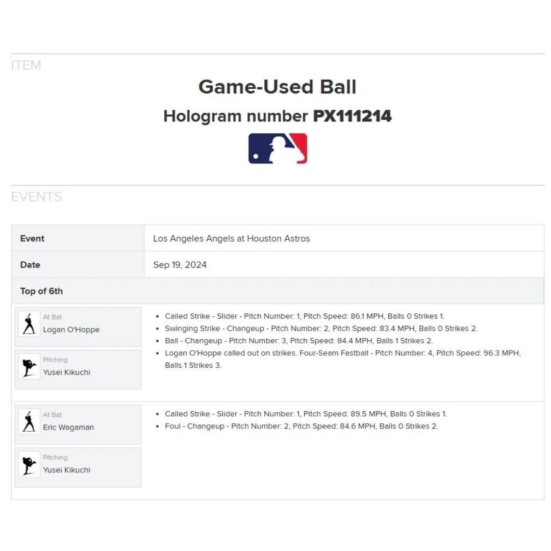 菊池雄星 2024年9月 奪三振 vs MLB ホログラム