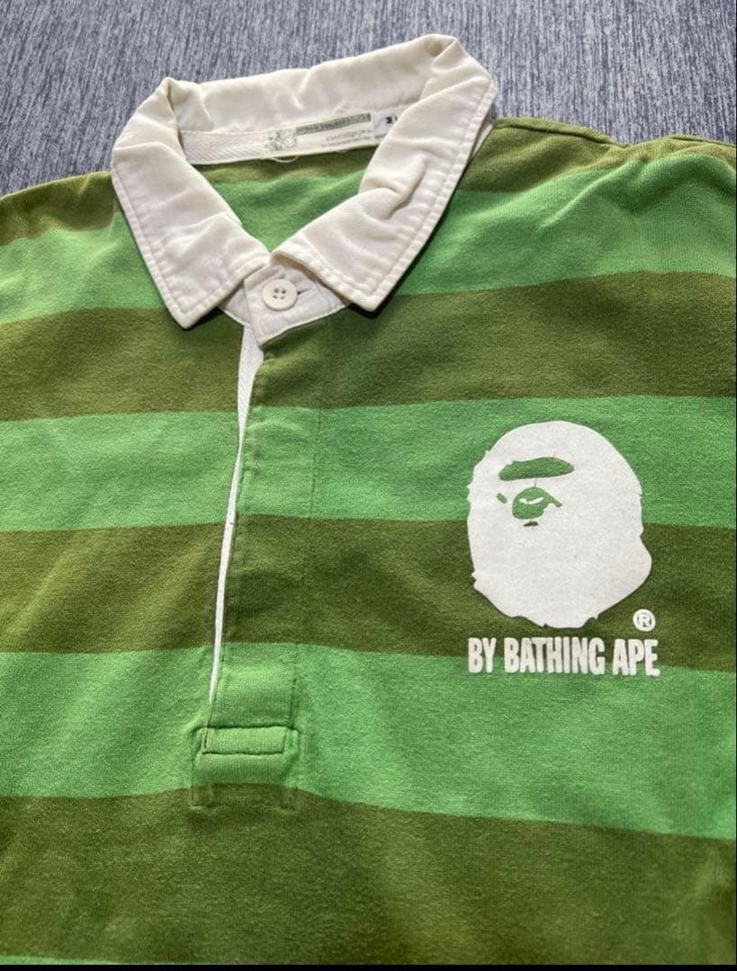 BY BATHING APE 緑 ストライプ ラガーシャツ