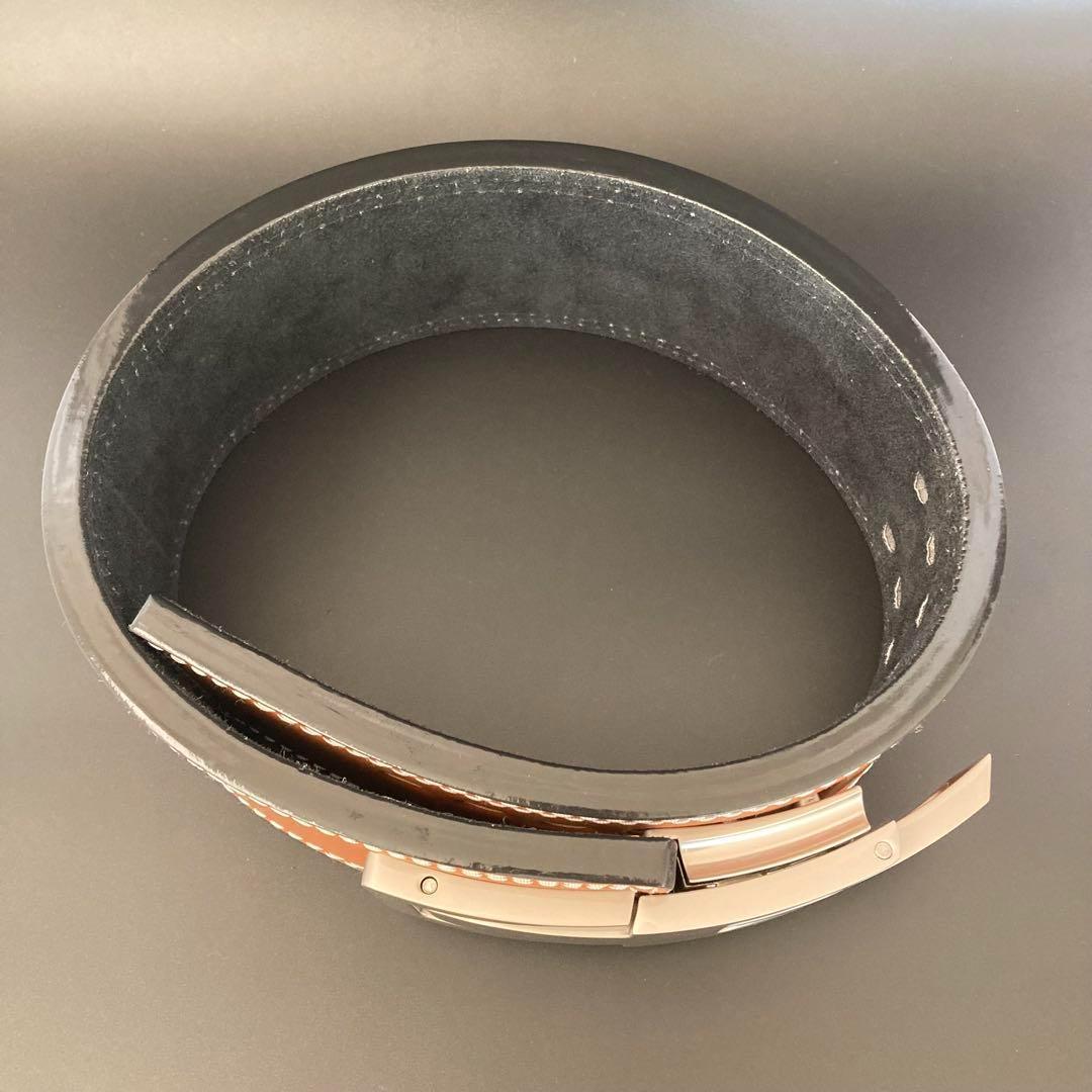 パワーリフティングベルト レバーアクション 本革 茶×マット銀 可変式 筋トレ